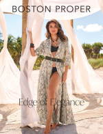 Boston Proper Catalog: A stylish woman wearing sophisticated apparel and elegant accessories from a modern fashion collection.