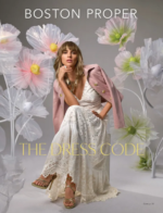 Boston Proper Catalog: A stylish woman wearing sophisticated apparel and elegant accessories from a modern fashion collection.