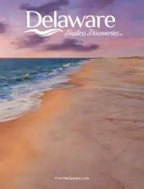 A scenic view of the Delaware coastline at sunset