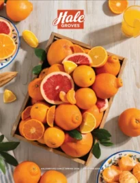 A vibrant assortment of fresh Florida citrus and gourmet gift baskets from the Hale Groves catalog.