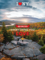 New York Vacation Guide: The New York City skyline featuring the Empire State Building at sunset.