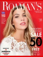 Roaman’s Catalog: A collection of stylish plus-size clothing featuring elegant dresses and tailored trousers.