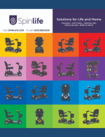 SpinLife Catalog: A variety of mobility scooters and power wheelchairs displayed for comparison.