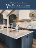 A collection of antique brass hardware and furniture restoration parts from the Van Dyke’s Restorers Catalog.