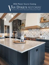 A collection of antique brass hardware and furniture restoration parts from the Van Dyke’s Restorers Catalog.