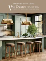 A collection of antique brass hardware and furniture restoration parts from the Van Dyke’s Restorers Catalog.