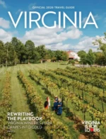 Virginia Vacation Guide: Scenic view of the Blue Ridge Mountains in Virginia with autumn foliage and a clear blue sky.