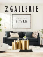 Z Gallerie Decor Catalog: A luxuriously decorated living room featuring mirrored furniture